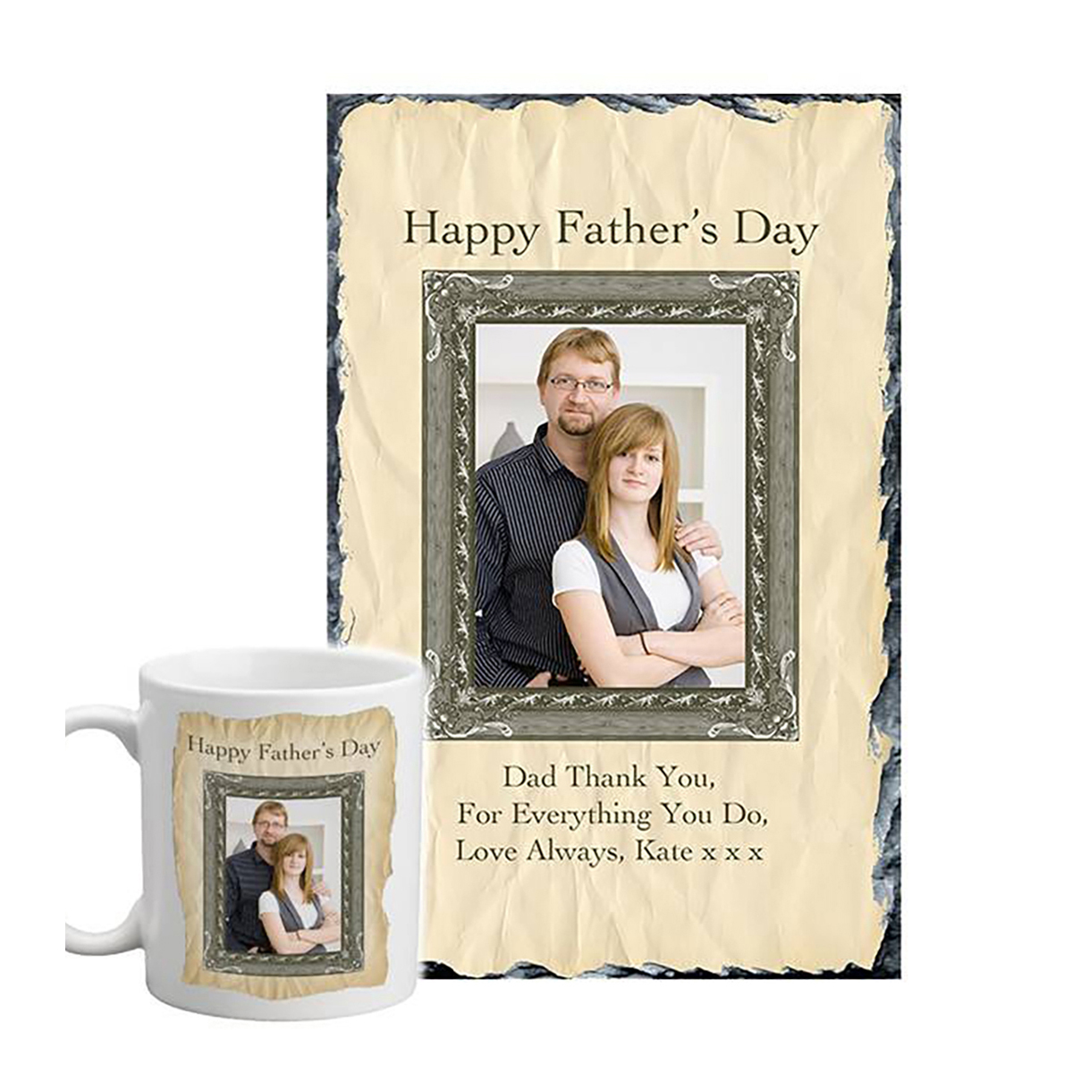Personalised Slate & Mug Gift - Parchment with Photo