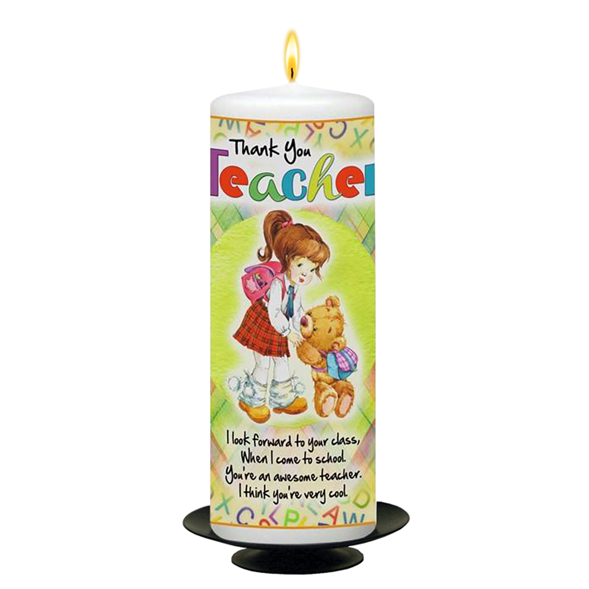 Personalised Thank You Teacher Candle Gift - Girl & Ted Holding Hands