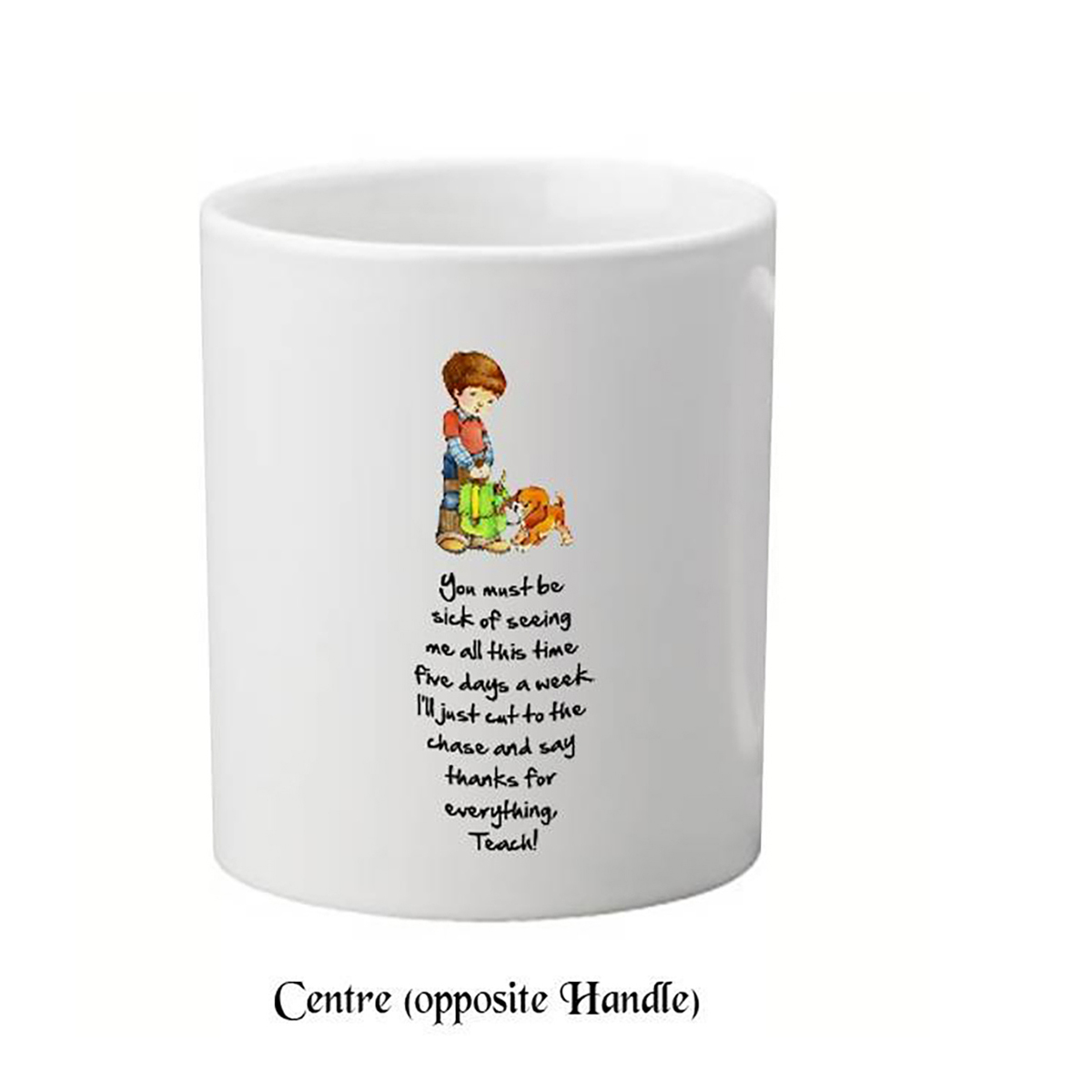 Personalised Thank You Teacher Mug Gift - Boy & Puppy Playing
