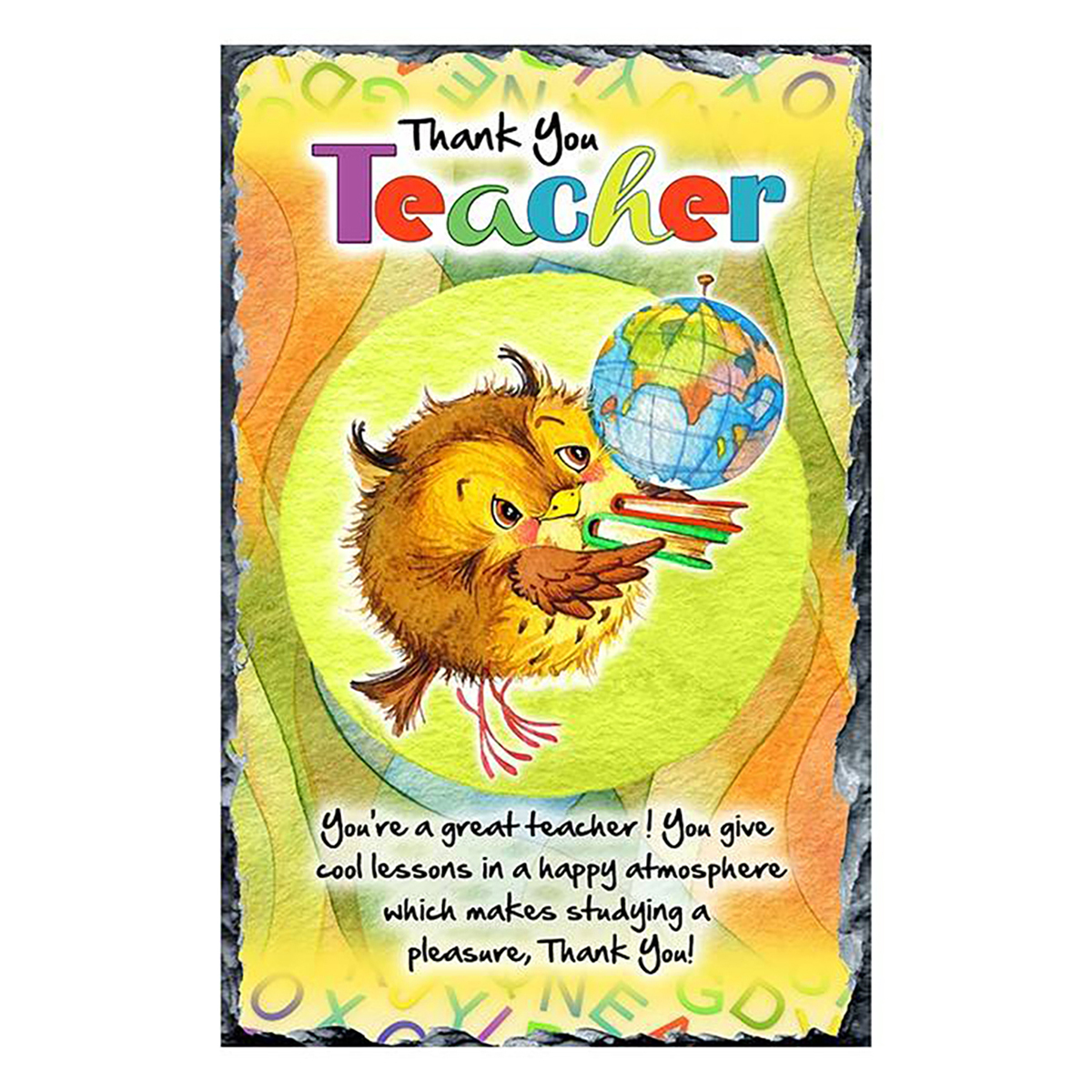 Personalised Thank You Teacher Slate Gift - Owl & Globe