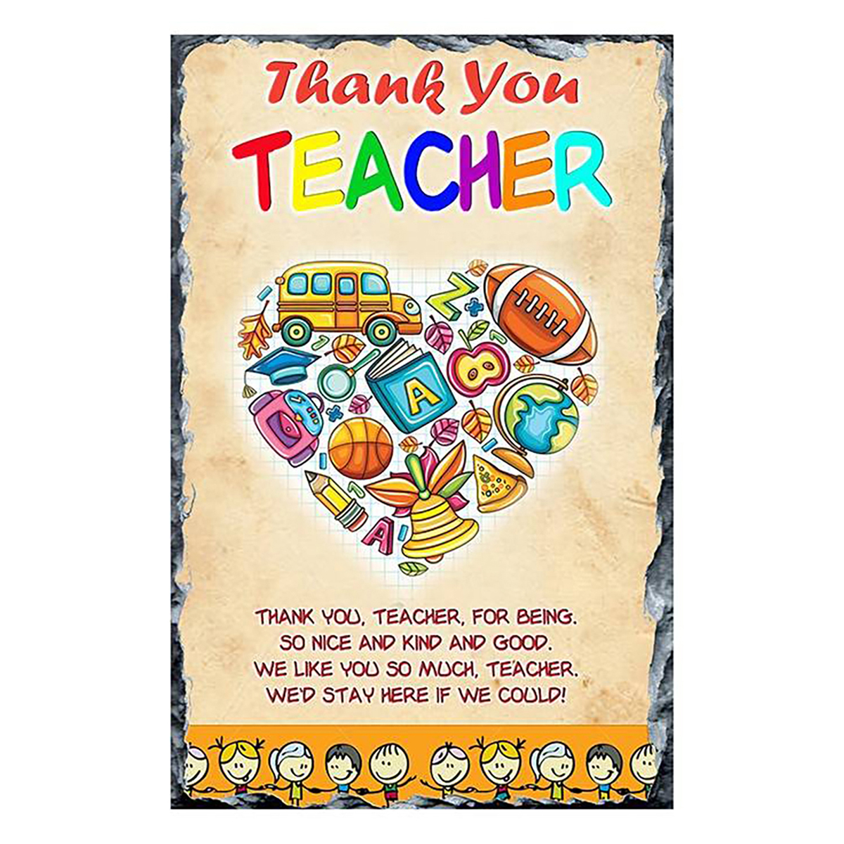 Personalised Thank You Teacher Slate Gift - Heart of School