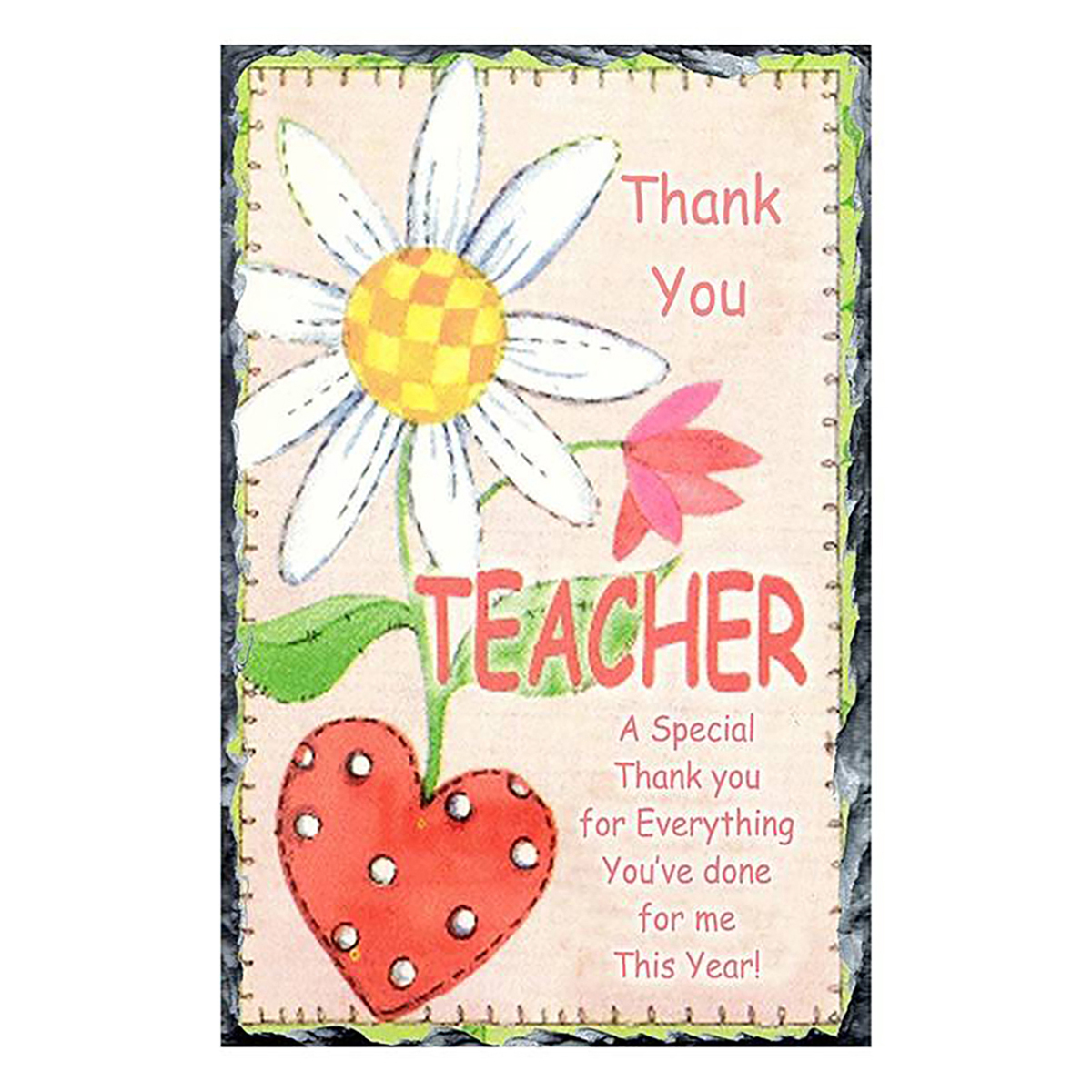 Personalised Thank You Teacher Slate Gift - Sunflower & Heart