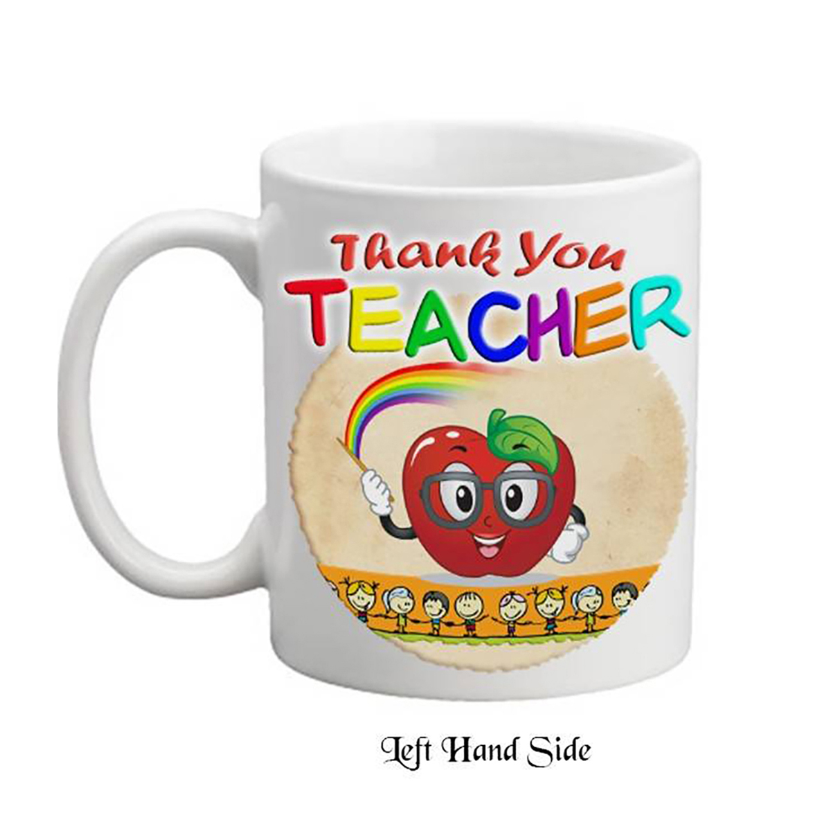 Personalised Thank You Teacher Mug Gift - Apple & Glasses