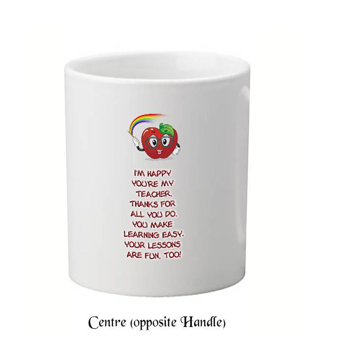 Personalised Thank You Teacher Mug Gift - Apple & Glasses