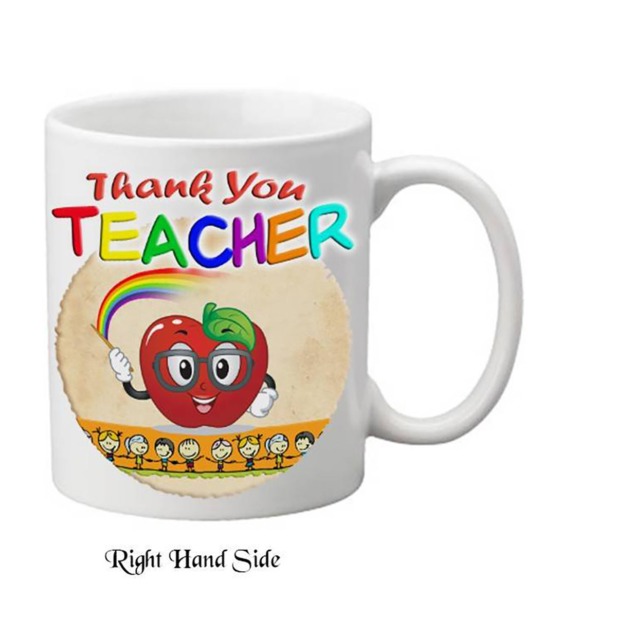 Personalised Thank You Teacher Mug Gift - Apple & Glasses