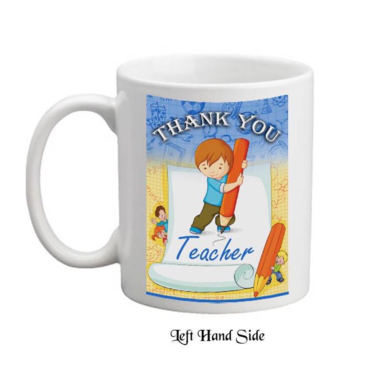 Personalised Thank You Teacher Mug Gift - Pencil & Scroll