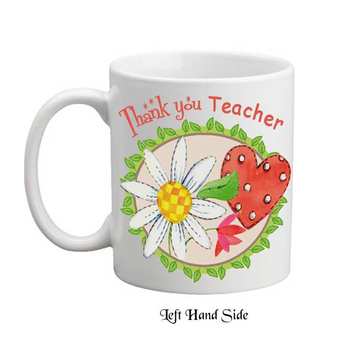 Personalised Thank You Teacher Mug Gift - Sunflower & Heart