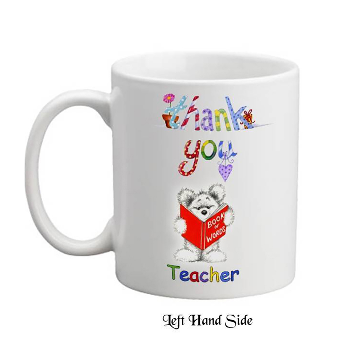 Personalised Thank You Teacher Mug Gift - Book of Words Teddy
