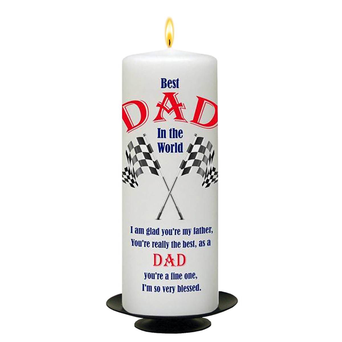 Personalised Fathers Day Gift Candle - Chequered Flags