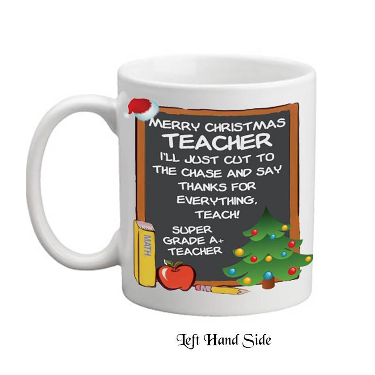 Personalised Christmas Teacher Mug Gift - Black board and tree