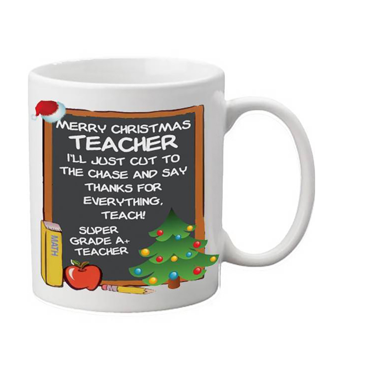 Personalised Christmas Teacher Mug Gift - Black board and tree