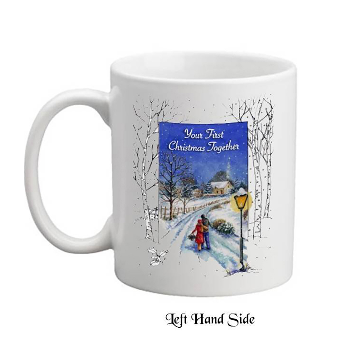 Personalsied Christmas Mug Gift - Your First Christmas - Snow Scene & Couple