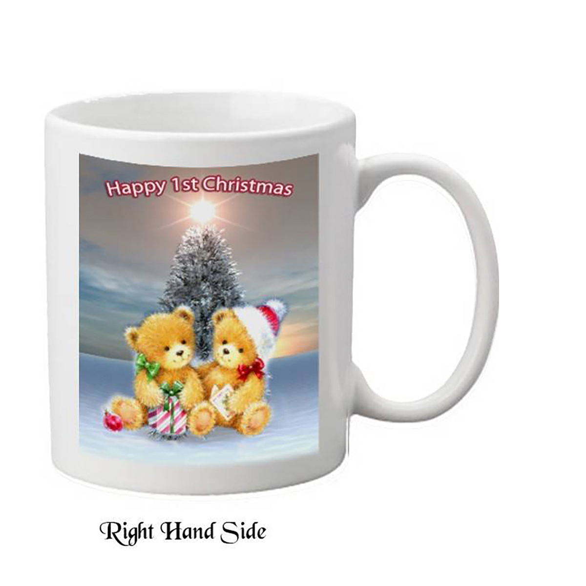 Personalsied Christmas Mug Gift - Mr & Mrs 1st Xmas - Teddies & Star