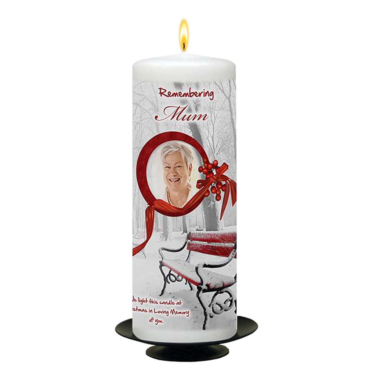 Personalised Christmas Remembrance Candle - Bench & Photo
