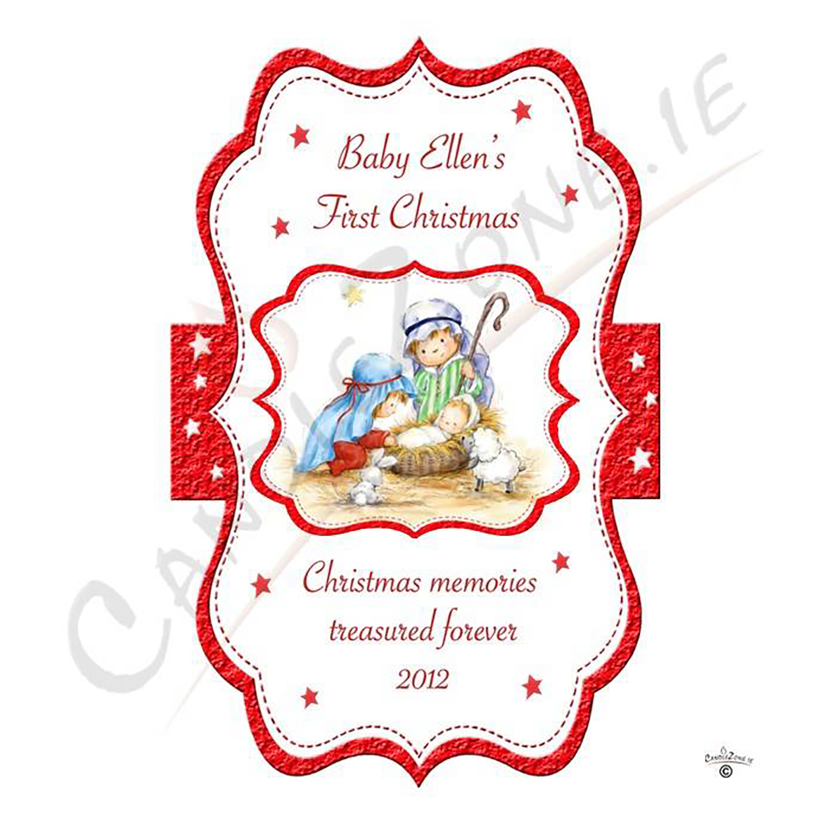 Babys First Christmas Candle - Manger Scene Red