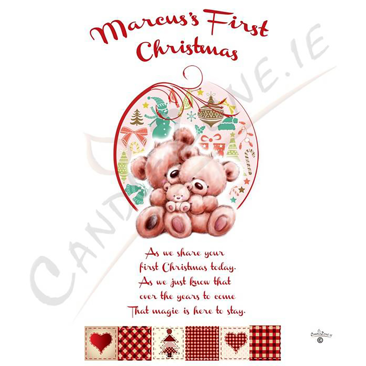 Babys First Christmas Candle - Xmas Teddies
