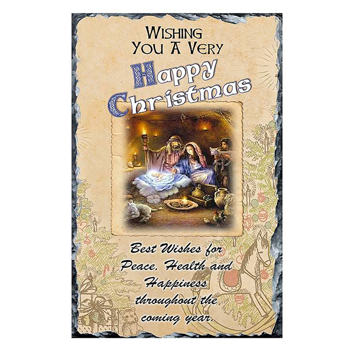 Personalsied Christmas Slate Gift - Holy Family Blue