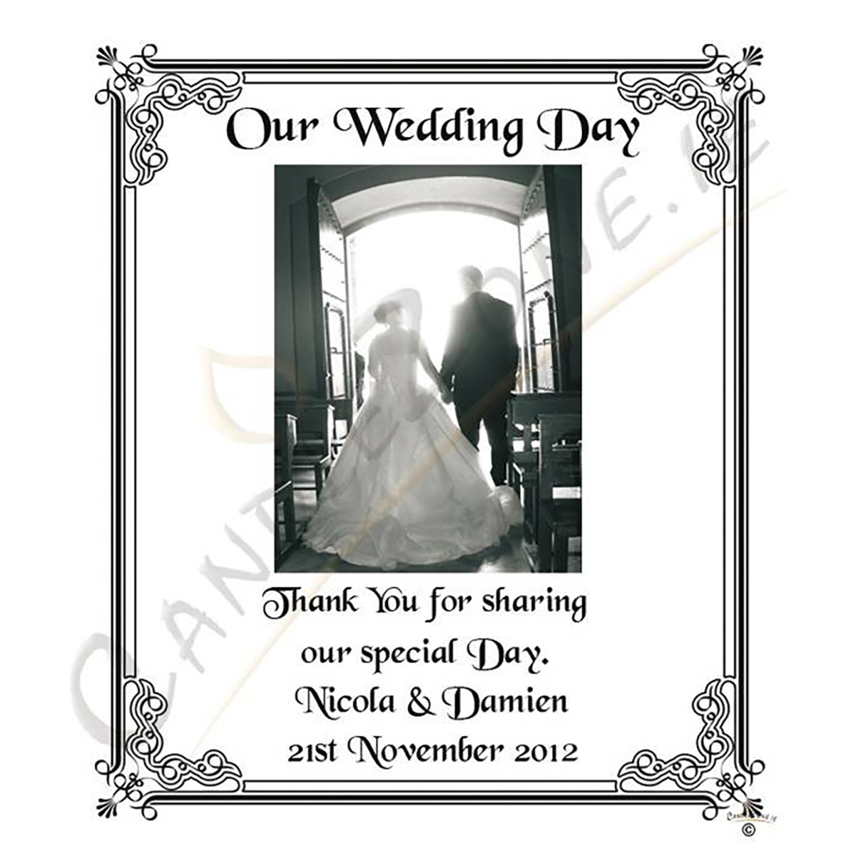 Personalised Thank you Wedding Favour - Church Door Silver