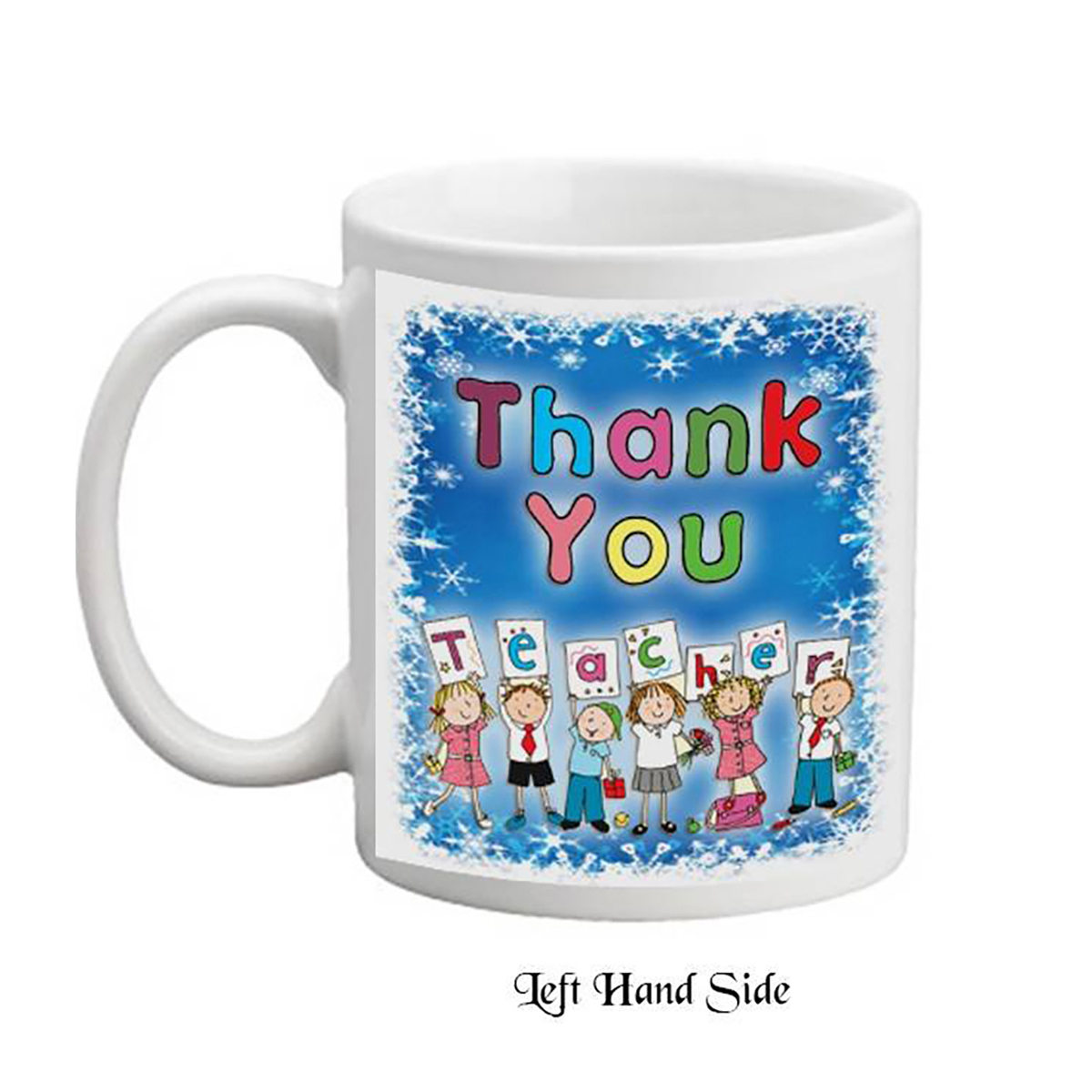 Personalised Christmas Teacher Mug Gift - Children & Snowflakes