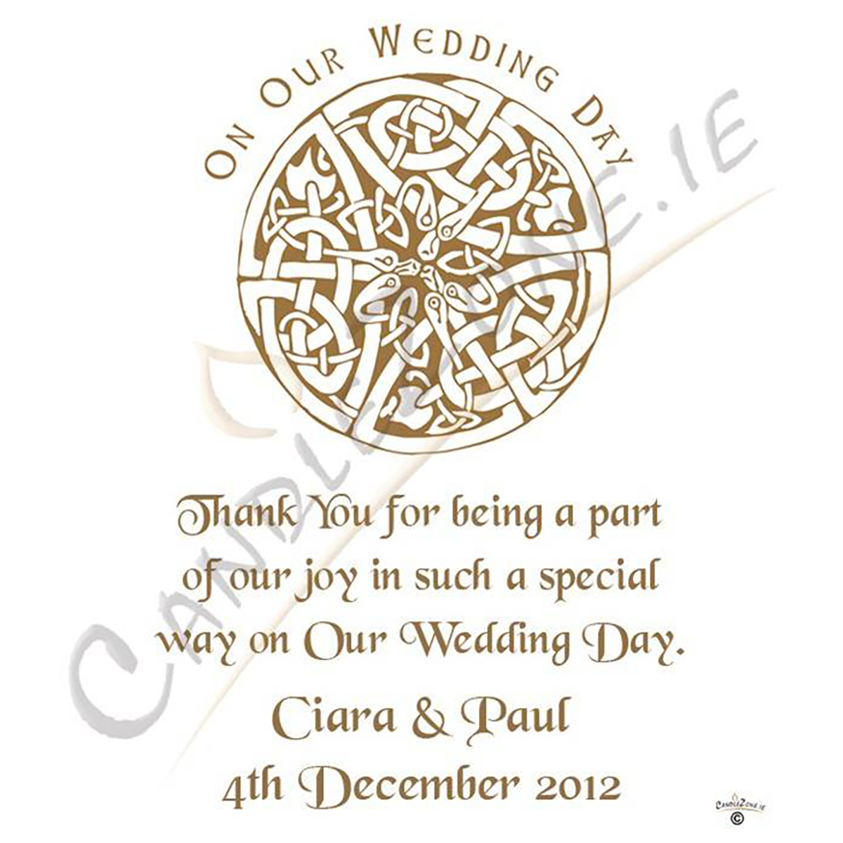 Personalised Thank you Wedding Favour - Claddagh