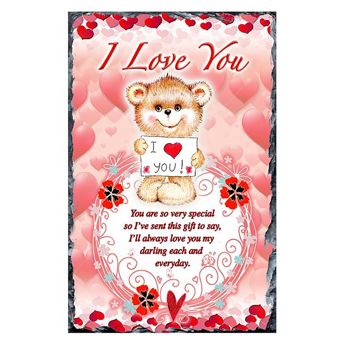 Personalised Valentines Slate Gift - I Love You Teddy