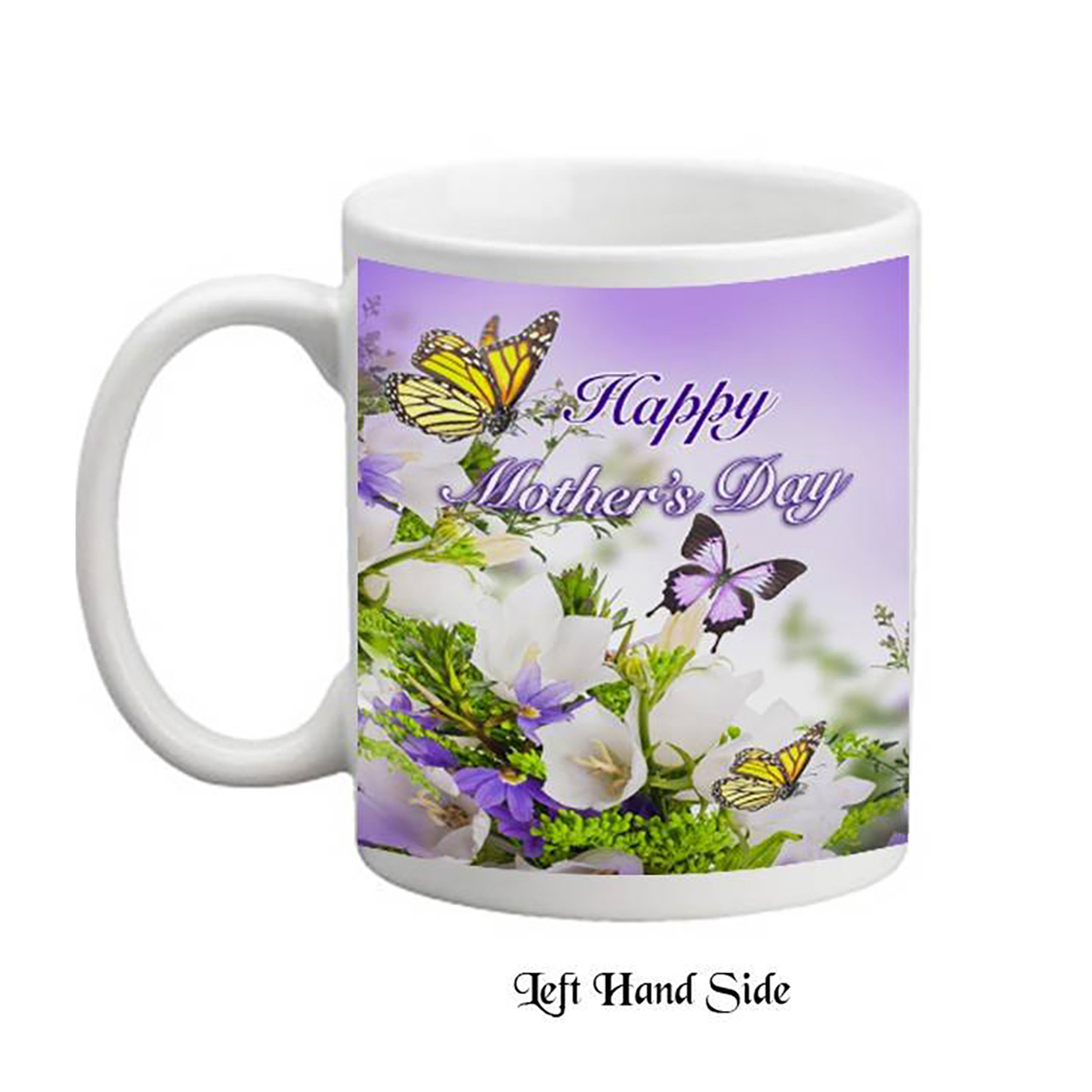 Personalised Mothers Day Mug Gift - Purple & Yellow Butterflies