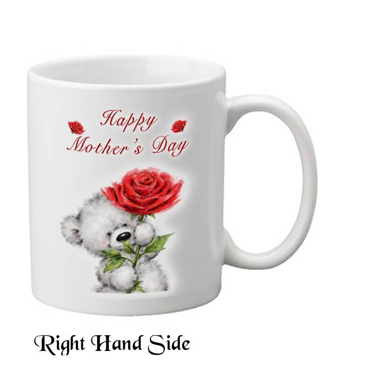 Personalised Mothers Day Mug Gift - Teddy & Red Rose