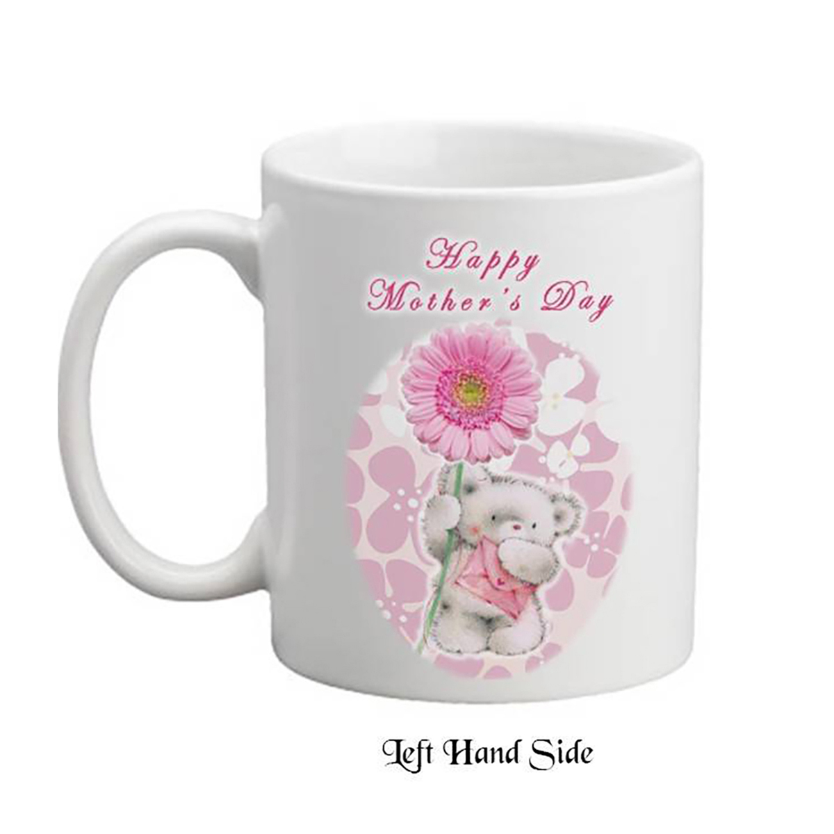 Personalised Mothers Day Mug Gift - Teddy & Pink Gerb