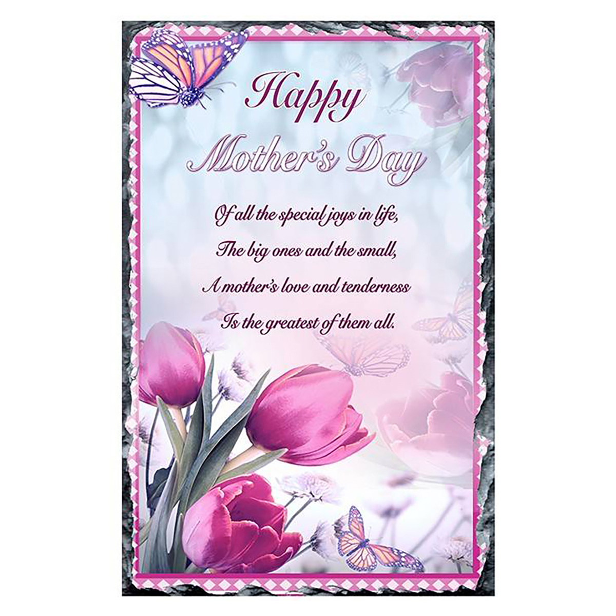 Personalsied Mothers Day Slate Gift -Tulips & Butterflies