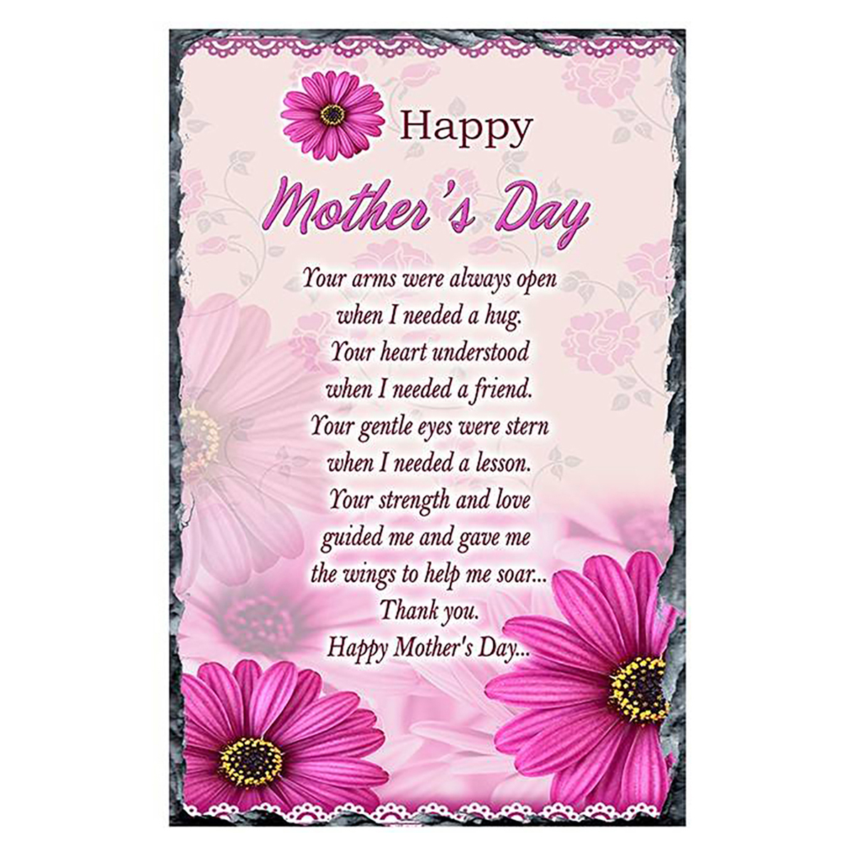 Personalsied Mothers Day Slate Gift - Pink Gerberas