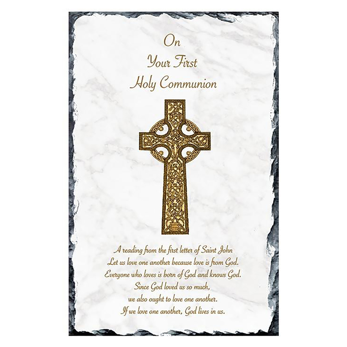 Personalised 1st Holy Communion Slate - Celtic Cross Gold
