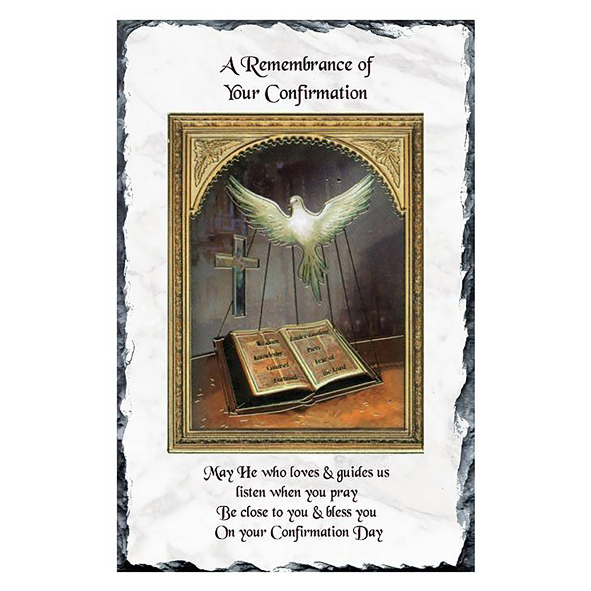 Personalised Confirmation Slate - Dove & Bible