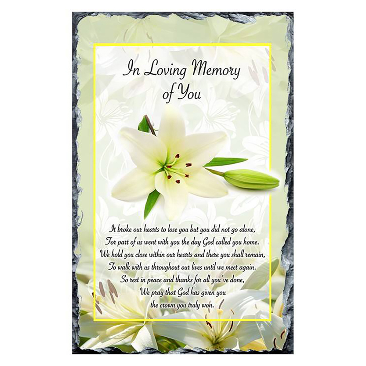 Personalsied Remembrance Slate - Lily Flower