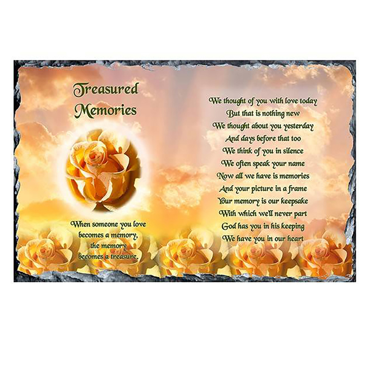 Personalsied Remembrance Slate - Peach Rose Treasured Memories