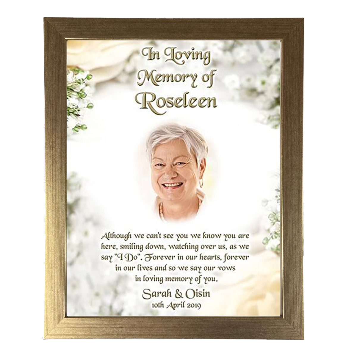 Wedding Remembrance Frame - White Flowers with Photo