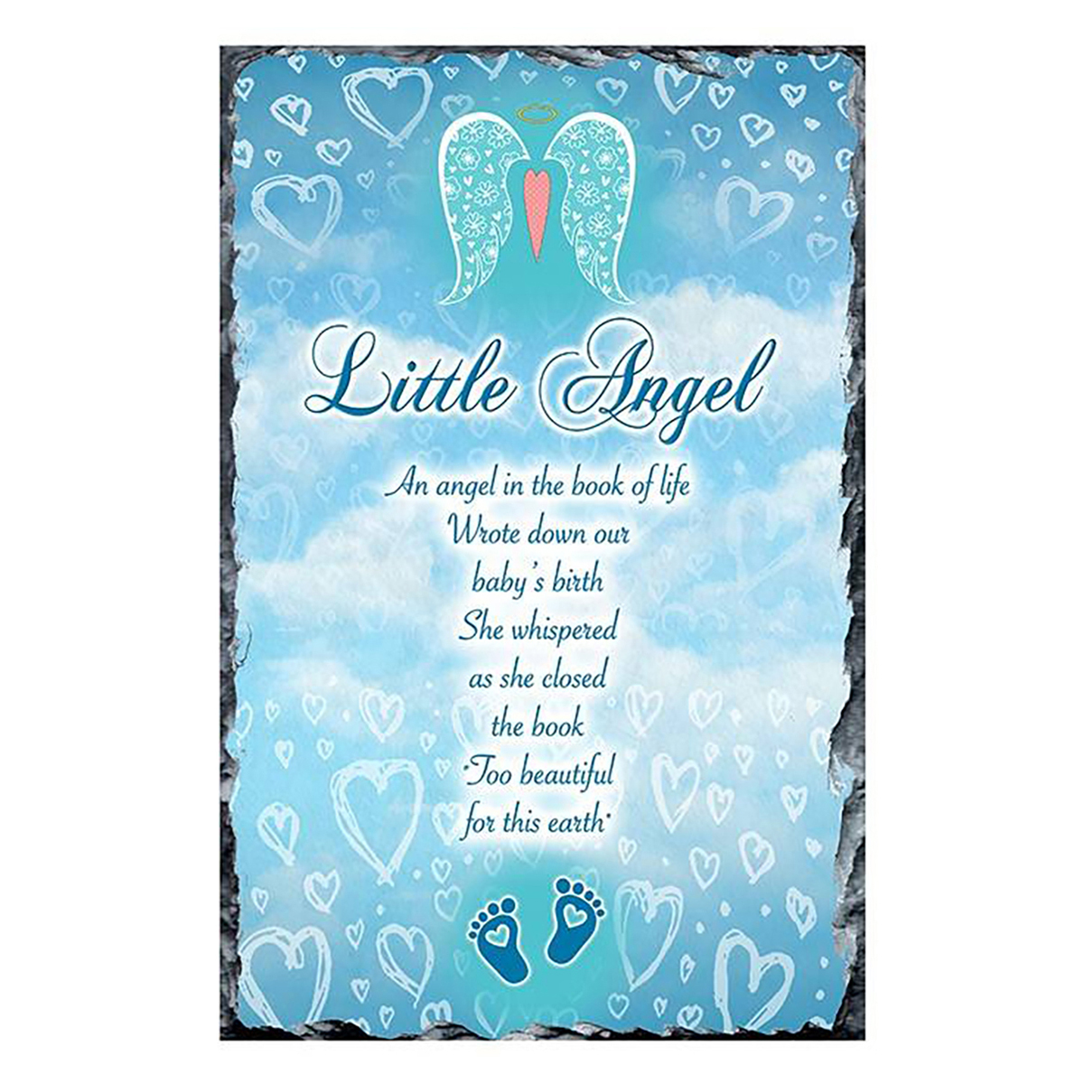 Personalsied Remembrance Slate - Angel Wings Blue