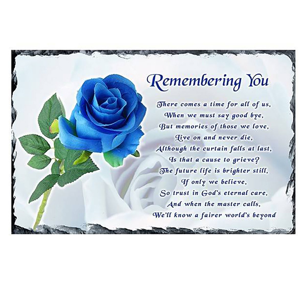 Personalsied Remembrance Slate - Blue Rose