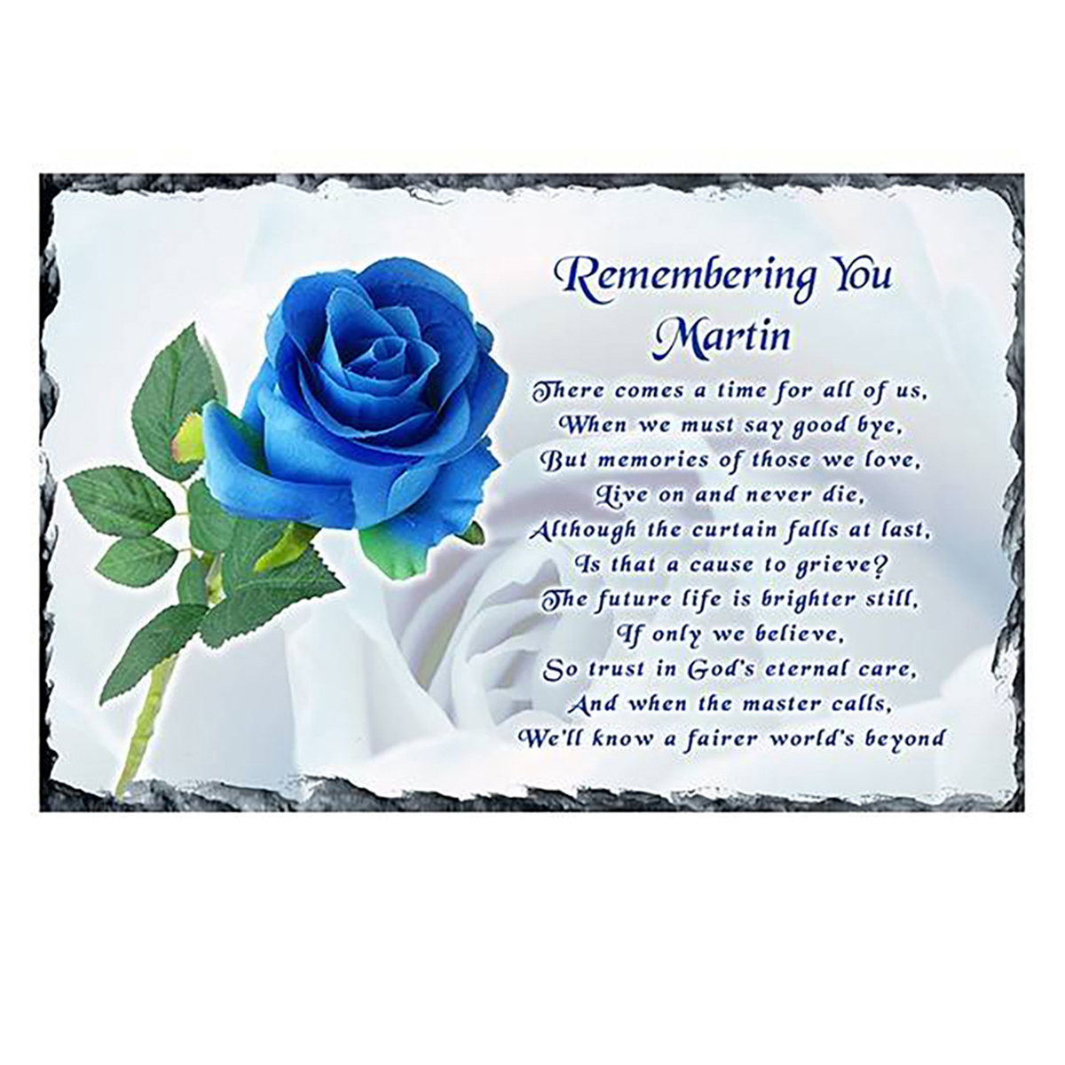 Personalsied Remembrance Slate - Blue Rose