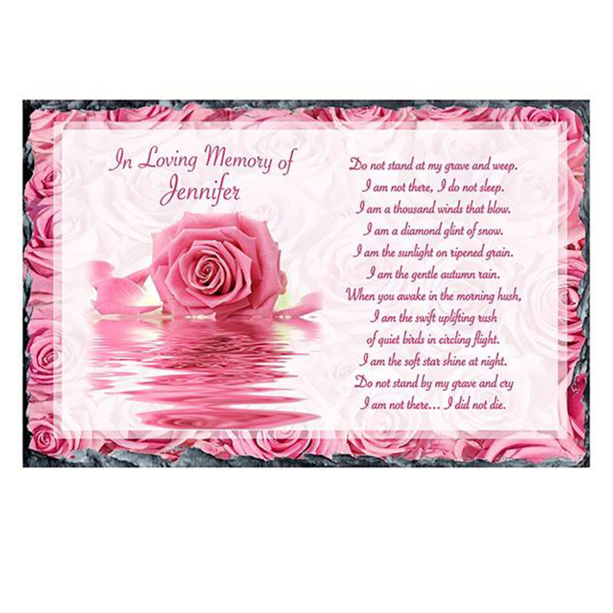 Personalsied Remembrance Slate - Rose Reflections