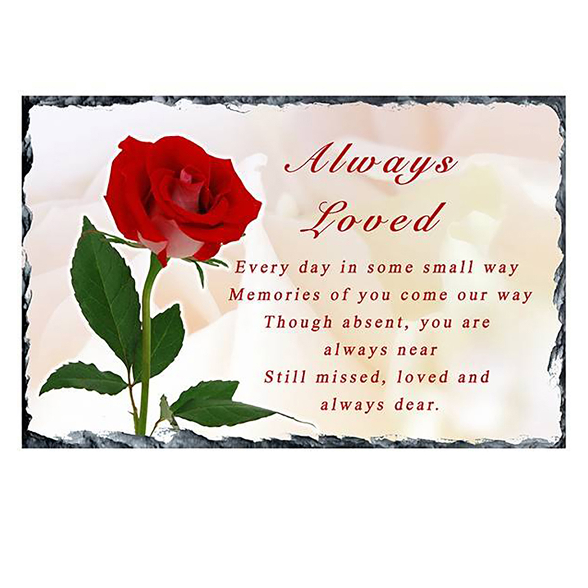 Personalsied Remembrance Slate - Red Rose Landscape