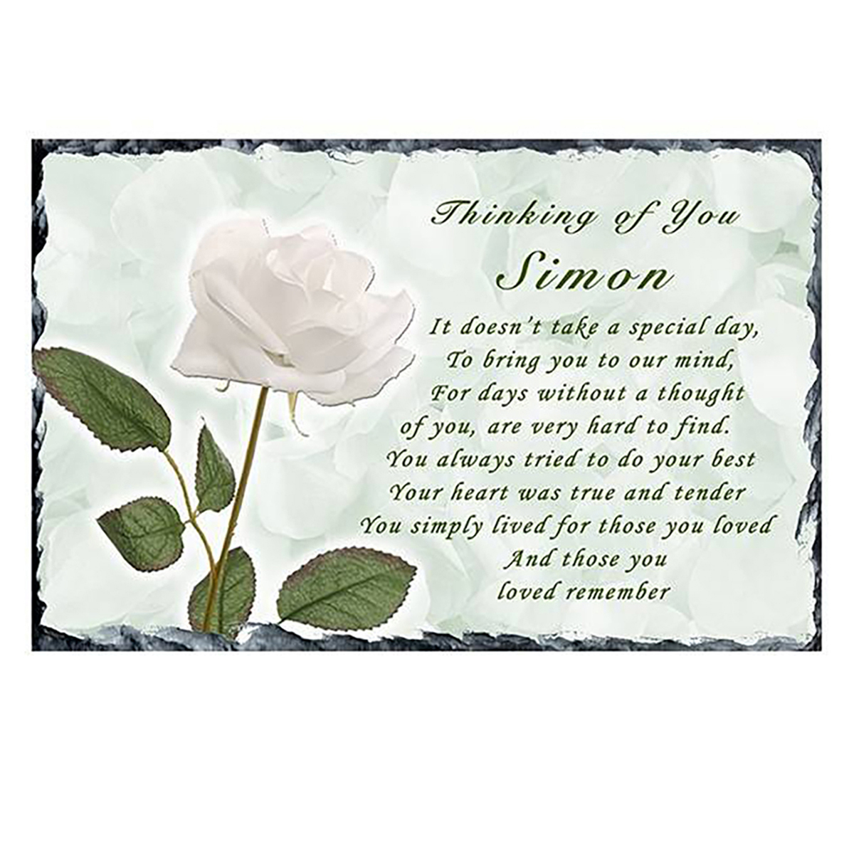 Personalsied Remembrance Slate -White Rose Landscape