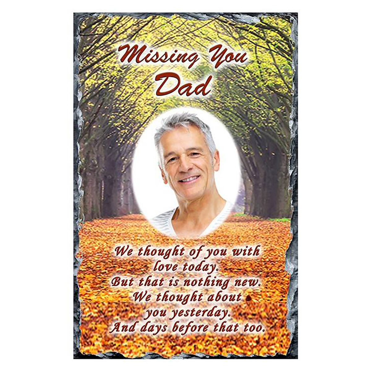 Personalsied Remembrance Slate - Autumn Walk with Photo