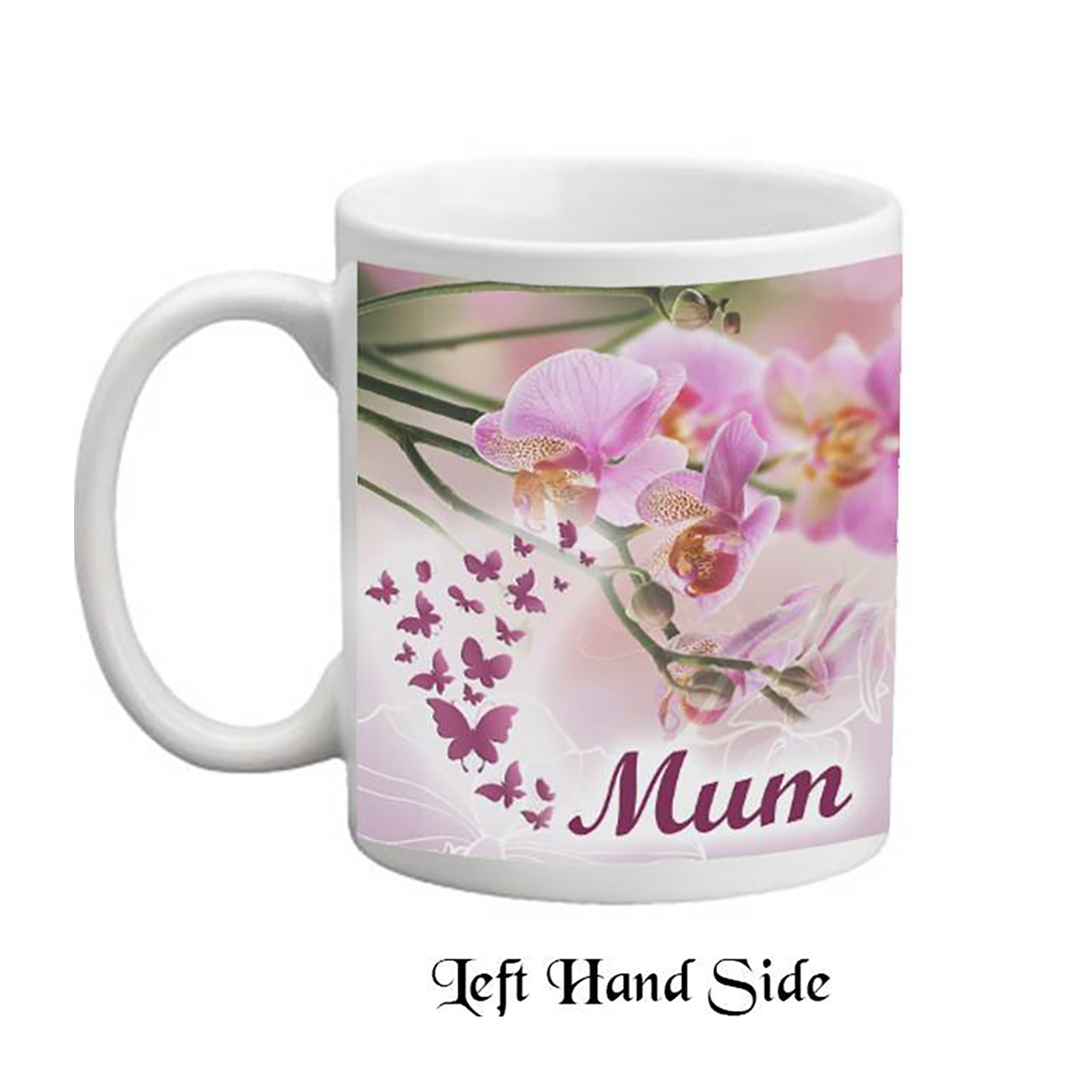 Personalised Mothers Day Mug Gift - Pink Orchids Mum
