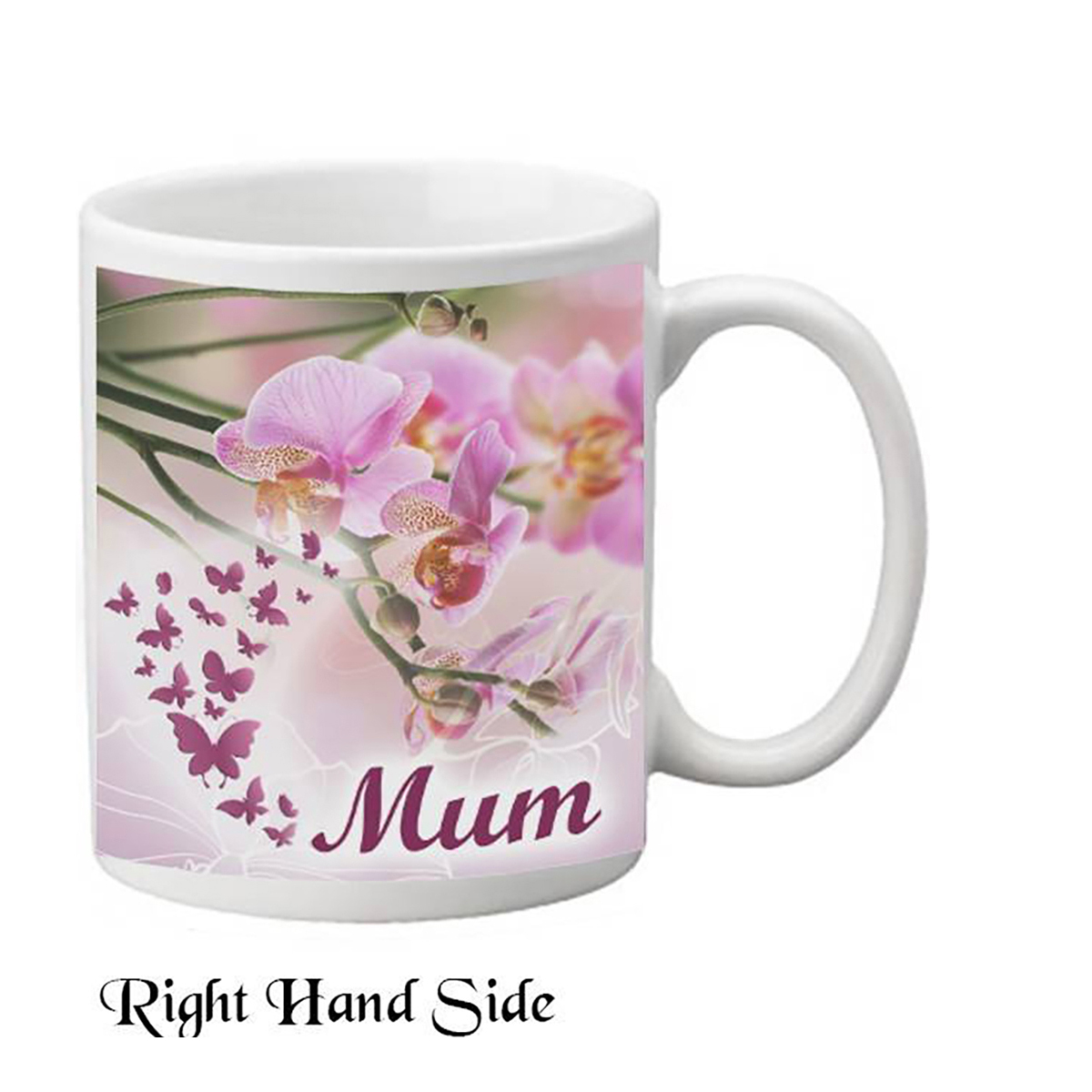 Personalised Mothers Day Mug Gift - Pink Orchids Mum
