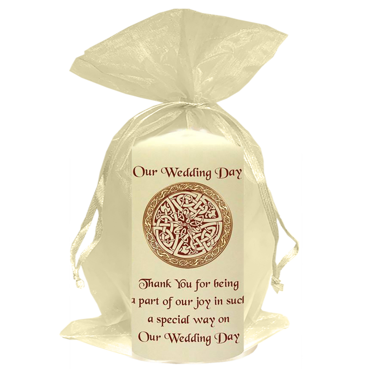 Personalised Thank you Wedding Favour - Celtic Gold Scipt