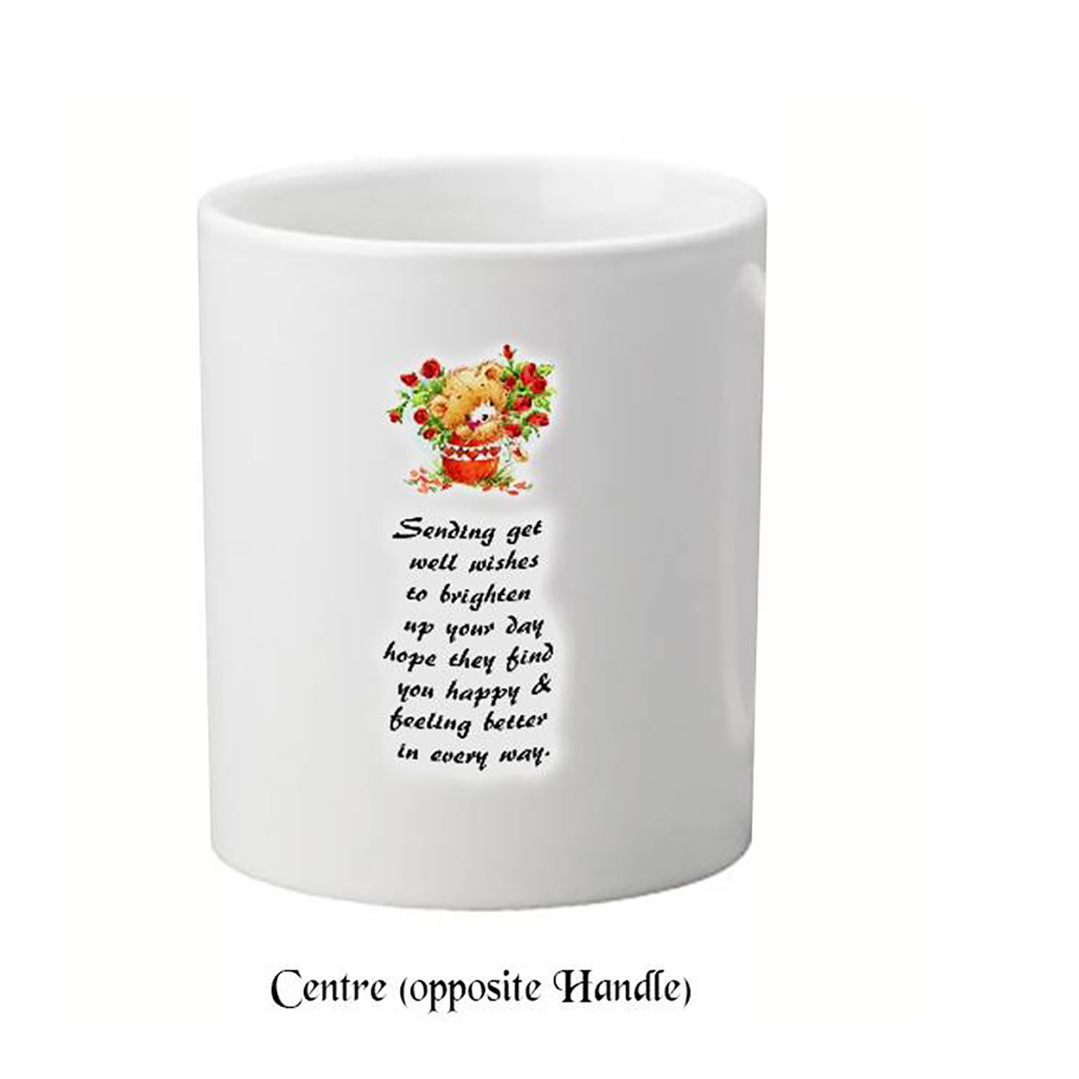 Personalised Get Well Soon Mug Gift - Teddy in Red Pot
