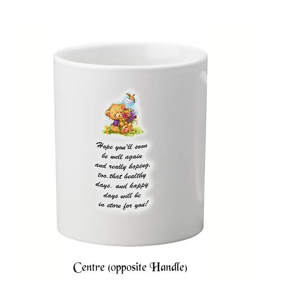 Personalised Get Well Soon Mug Gift - Teddy & Bouquet