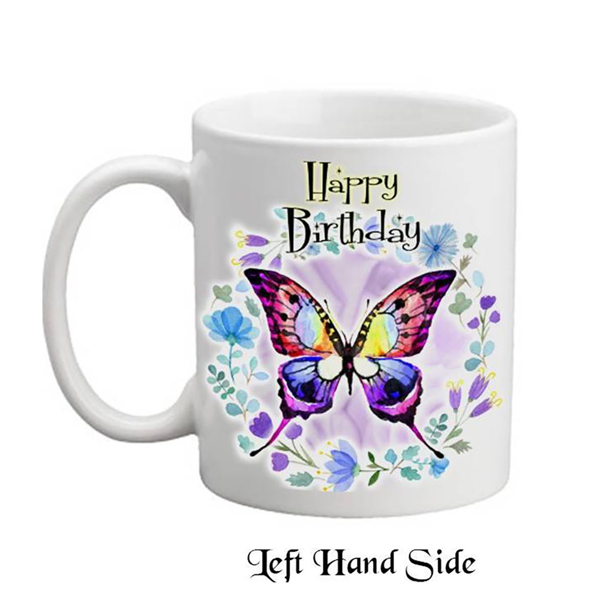 Personalised Birthday Mug Gift - Purple Butterfly