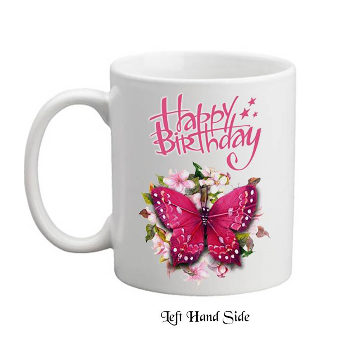 Personalised Birthday Mug Gift - Pink Butterfly
