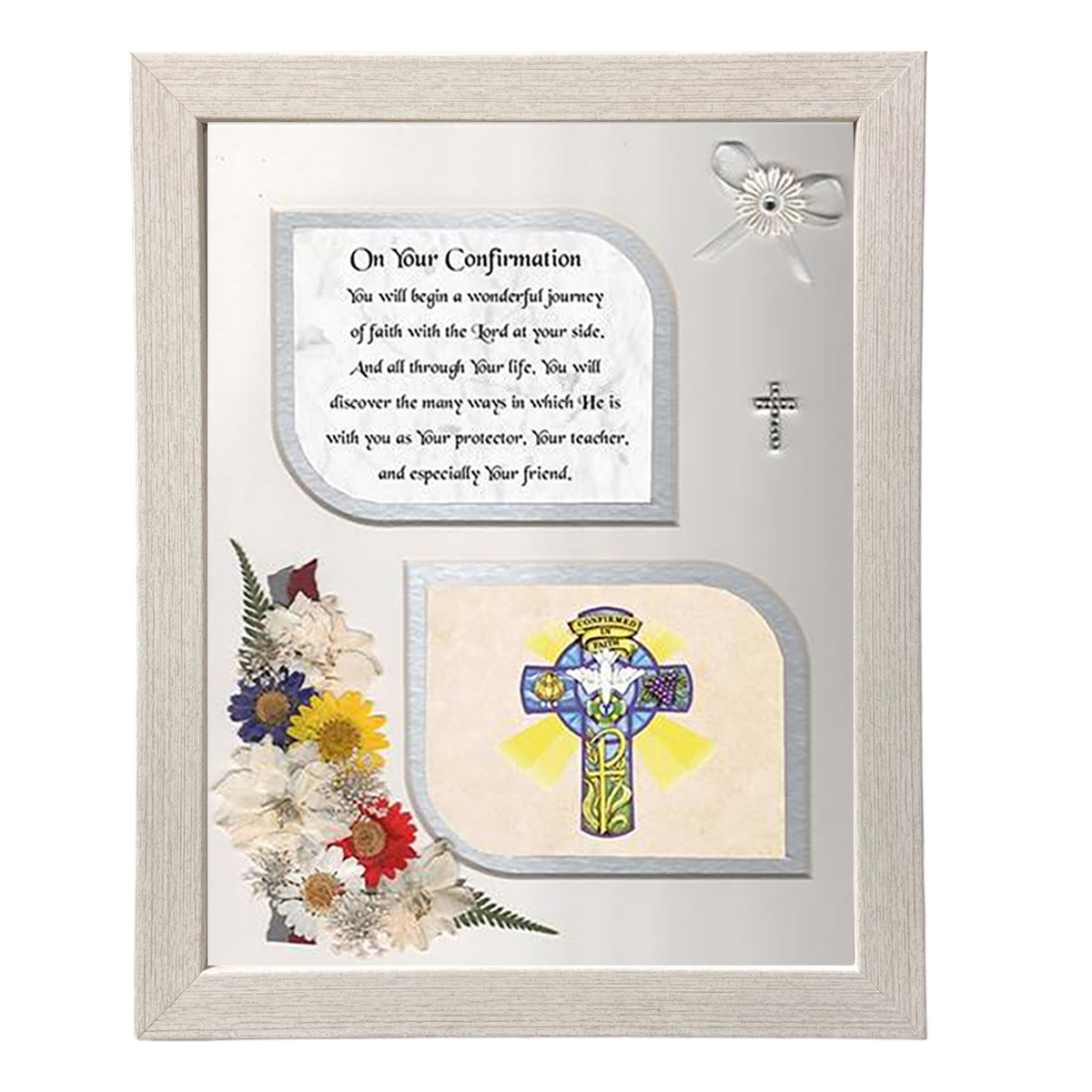 Confirmation Frame - Cross & Flowers Verse & Photo